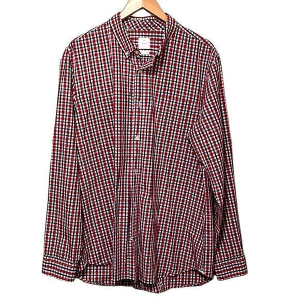 Gap Lived-In Men's XL Red Checkered Long Sleeve Button-Up Fall Shirt